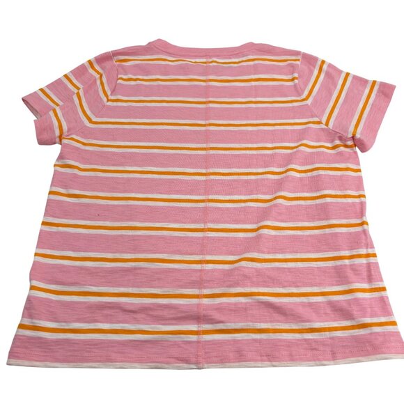 J.Crew Girlfriend Tee Pink/Orange/White Striped XXL Cotton T-Shirt - Picture 3 of 5